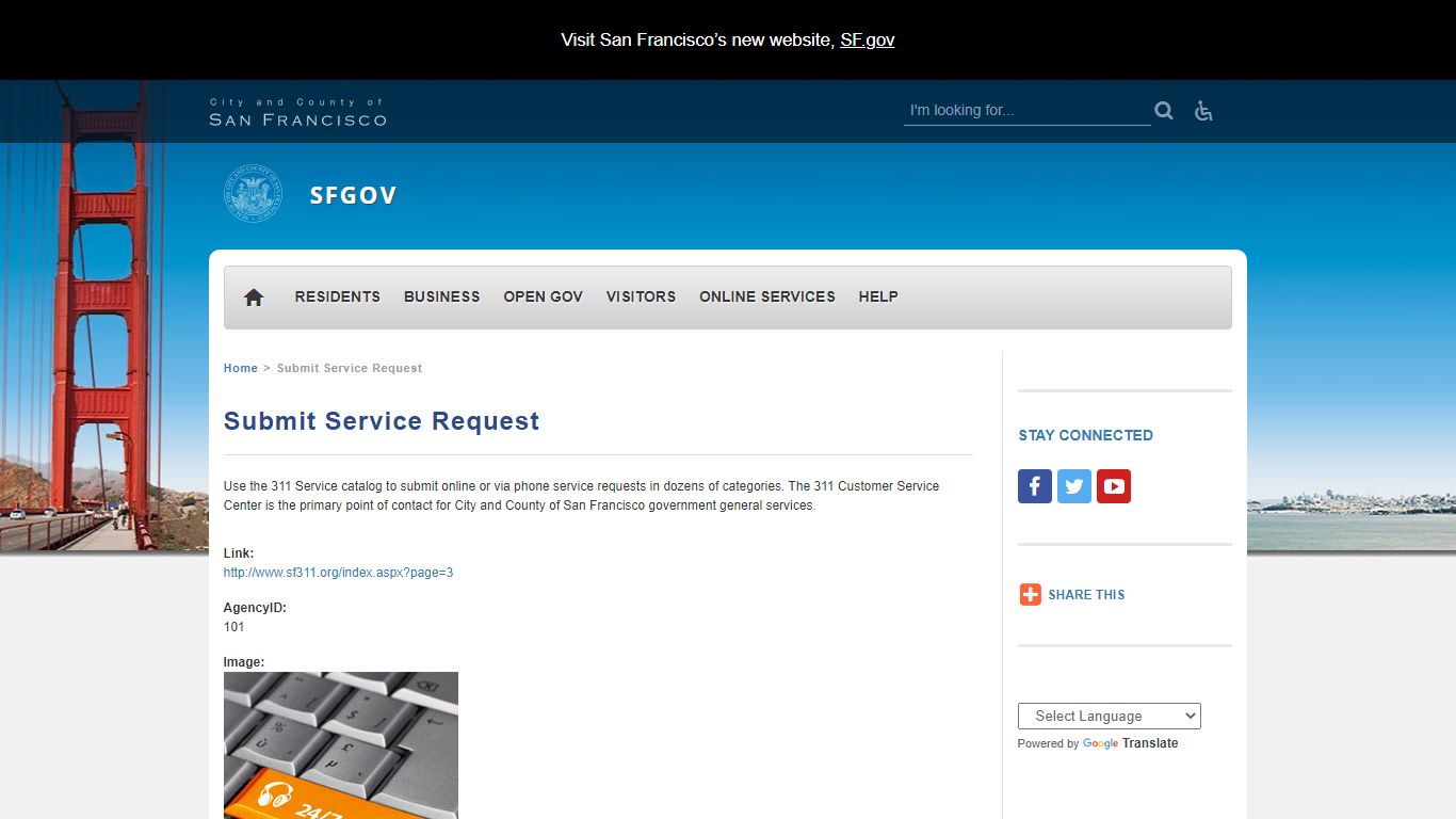 Submit Service Request | SFGOV - San Francisco