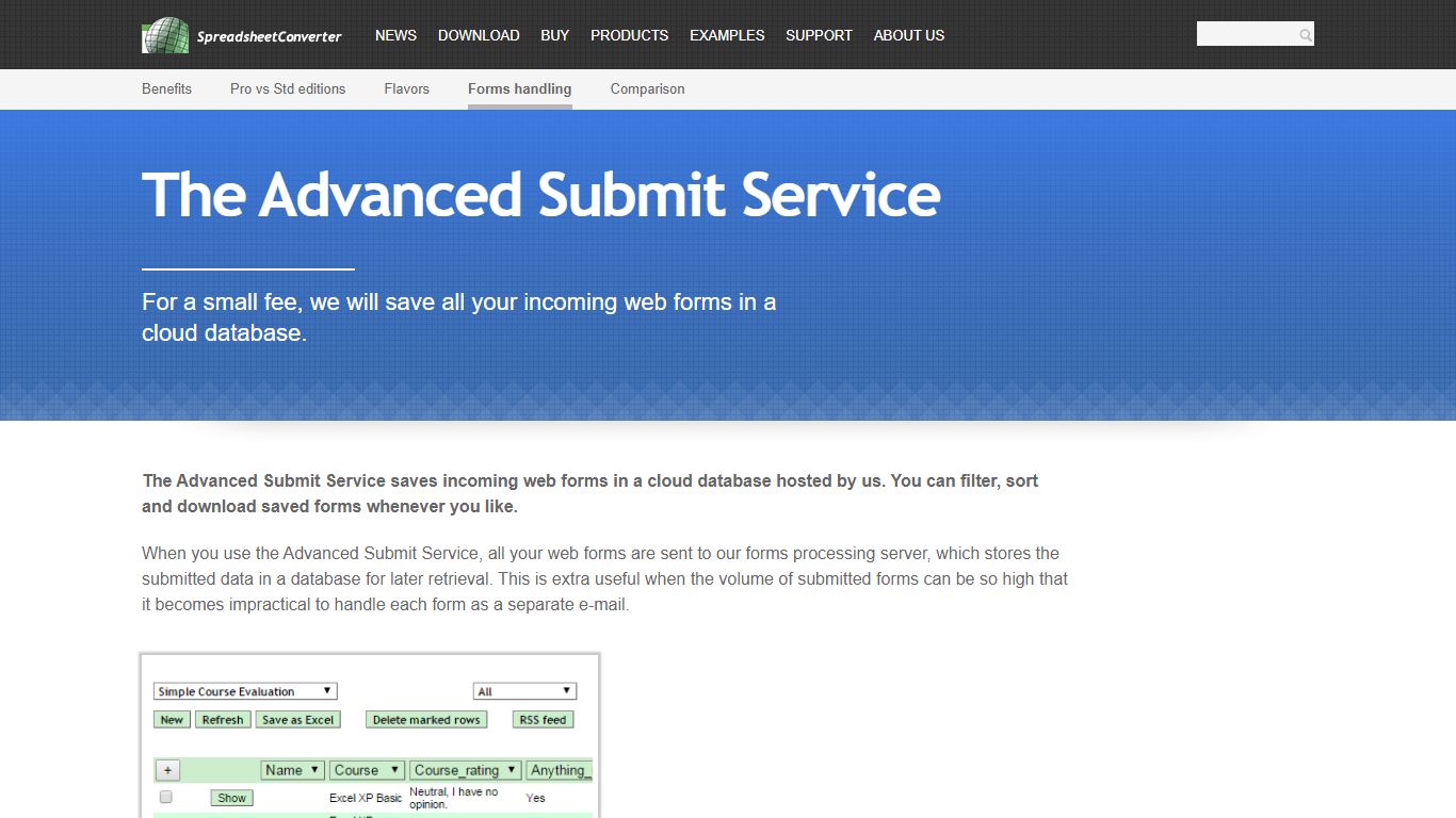 The Advanced Submit Service - SpreadsheetConverter