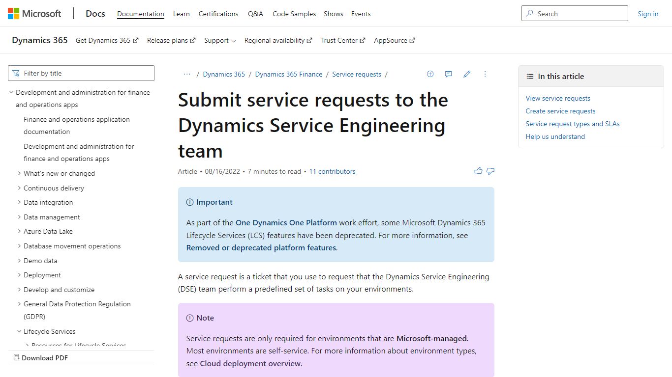 Submit service requests to the Dynamics Service Engineering team ...