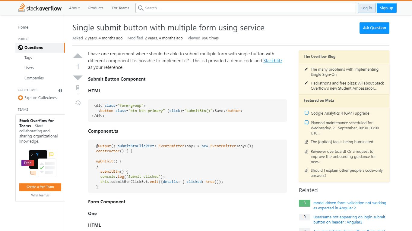 Single submit button with multiple form using service