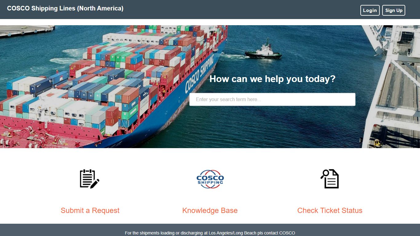 Support : COSCO Shipping Lines (North America)